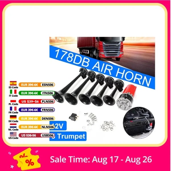 Bocina 12V 125dB 5 Trompetas DIXIE para Coche