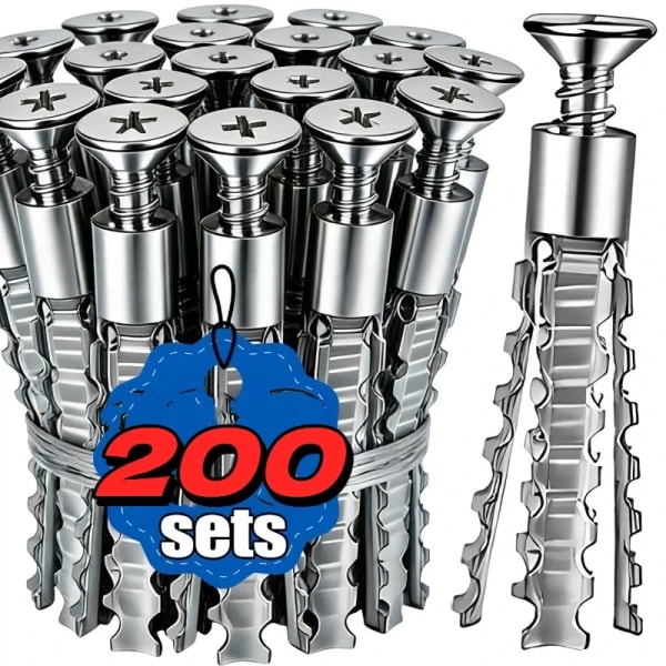 Kit de tornillos de expansión metálicos de 6/8 mm para paredes huecas, tornillos autorroscantes, tapones de perforación para tuberías, anclajes de tornillos de fijación