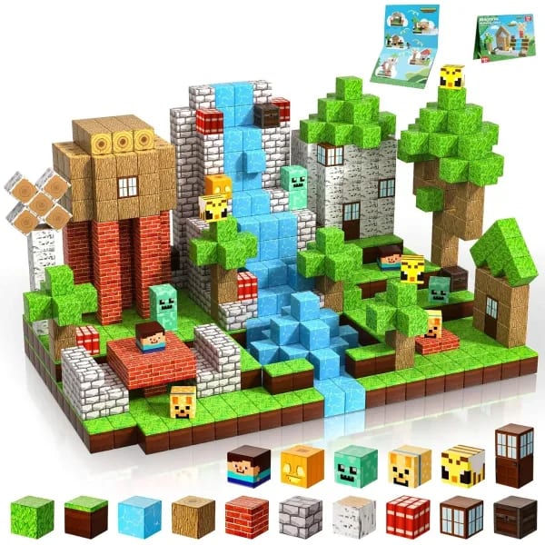 Bloques de Construcción Magnéticos, Mundo Minero, Casa del Bosque Magnético, Juego de Ladrillos y Cubos, Juguetes STEM Sensoriales, El Mejor Regalo 2026 para Niños y Niñas de 3+ Años