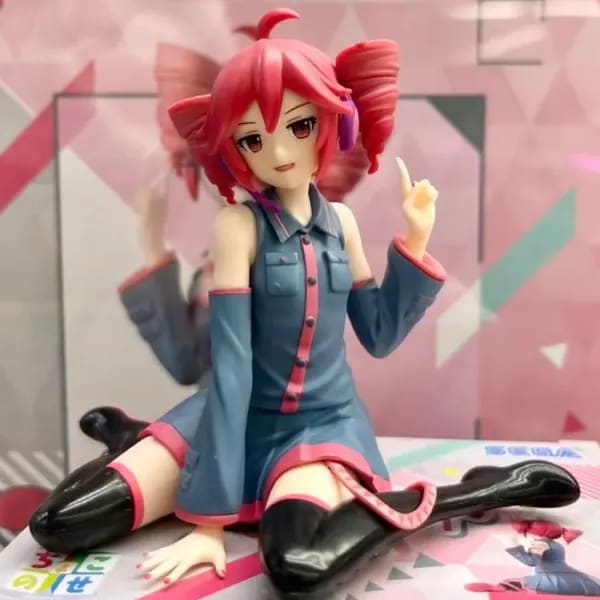 Figura de Acción de Anime Kasane Teto, Cabello Rosa, Ídolo Virtual en Pose Sentada, Estatua Kawaii, Personaje Coleccionable, Adorno para Decoración del Hogar