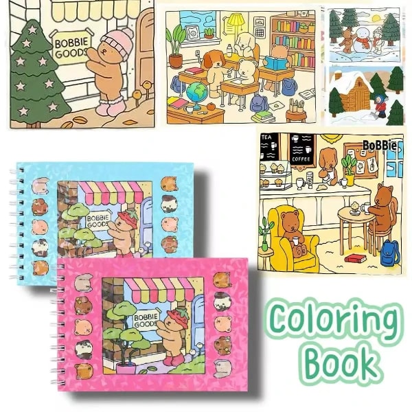 1 Libro de Colorear de Espiral Resistente con Diseño de Dibujos Animados, Cuaderno de Dibujo Artístico Educativo, Libro de Bocetos Creativo DIY para Regalo Diario