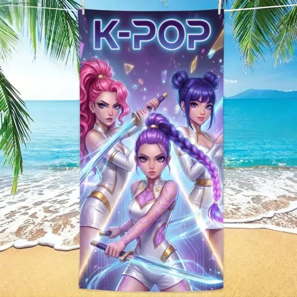 Toalla de playa de microfibra con diseño de grupos de chicas K-POP, de gran tamaño, de secado rápido y sin arena, 1 unidad.