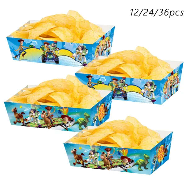 Vajilla desechable de Disney Toy Story, bandejas de papel, bandeja para refrigerios de Toy Story, cajas de regalo para cumpleaños de Toy Story