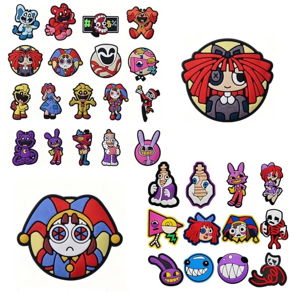 Adornos de PVC para Zapatos con Diseño de Circo Digital, Decoración para Pulseras, Sandalias y Accesorios para Zapatos, Regalos para Niños