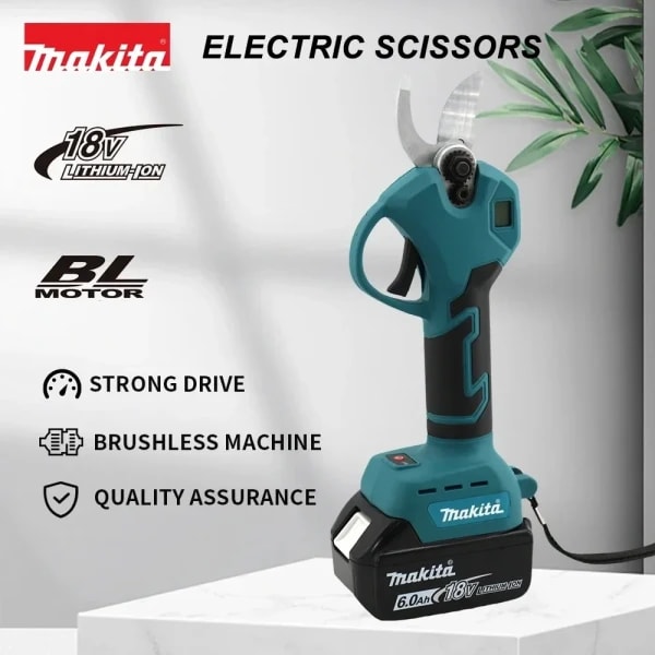 Tijeras de Podar Eléctricas Inalámbricas Makita, Herramienta de Jardín, Cortadora de Ramas, Tijeras de Jardín Eléctricas Inalámbricas para Árboles Frutales, para Makita 18V