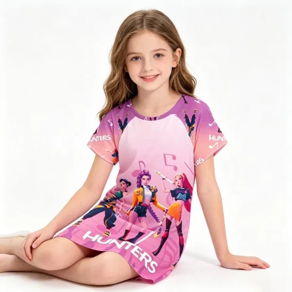 Hermosa Camiseta de Dormir para Niña Mira Zoey, Manga Corta, Ropa de Dormir Suave e Informal para Niñas, Pijama de Verano para Niñas de 3 a 14 Años