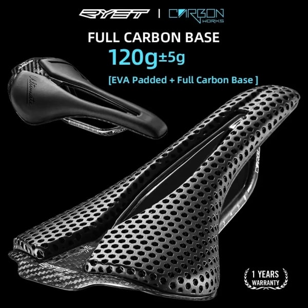RYET-sillín de bicicleta con estampado 3D, ultraligero, de carbono, 120g, 250x140mm, asiento de bicicleta para asiento de bicicleta de carretera de grava MTB, piezas de ciclismo