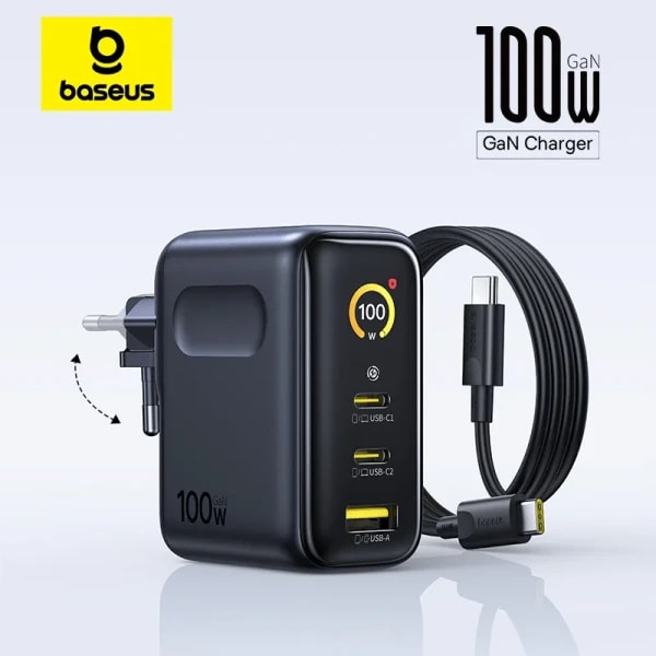 【Nueva venta】Baseus 100W cargador rápido para iPhone 17 16 Xiaomi Samsung portátil tableta cargador PD cargador de teléfono USB