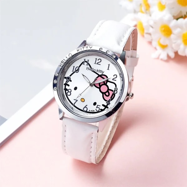 Reloj de Cuarzo para Niños con Esfera de Diamantes Hello Kitty, Reloj de Pulsera Infantil con Figura de Anime, Reloj de Moda con Agujas Coloridas Noctilucentes, Regalo para Niña