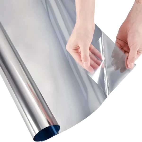 Película de Privacidad para Ventanas, Visibilidad Unidireccional Durante el Día, Adhesión Estática, Bloqueo Solar, Anti-UV, Tinte Reflectante Tipo Espejo para Hogar y Oficina
