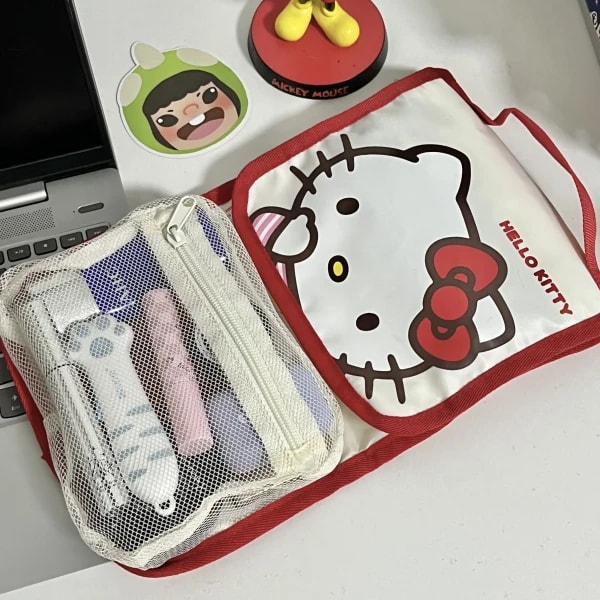 Bolsa de almacenamiento portátil para viaje, bonita y práctica, regalos para niñas, Hello Kitty, Kuromi, Stitch, KT Cat, bolsa de cosméticos de dibujos animados para niña, regalos Kawaii