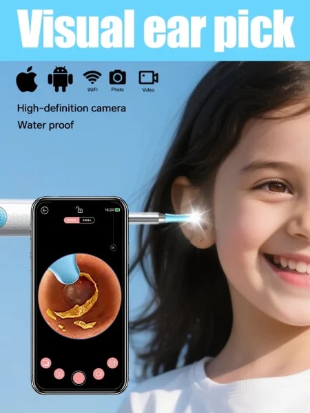 Nuevo modelo 2026: Limpiador visual de cera para oídos con cámara, endoscopio seguro para la eliminación de cerumen con cámara de 5M, herramientas de limpieza y cuidado de oídos