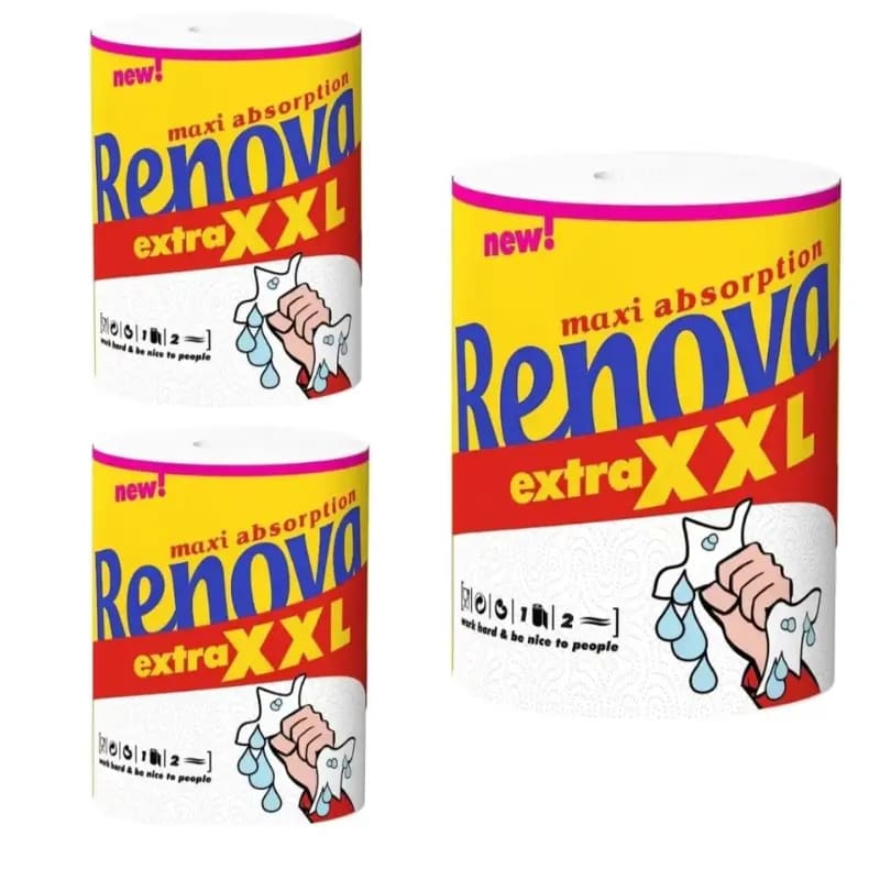 3x Rollo de cocina XXL Renova Maxiabsorption