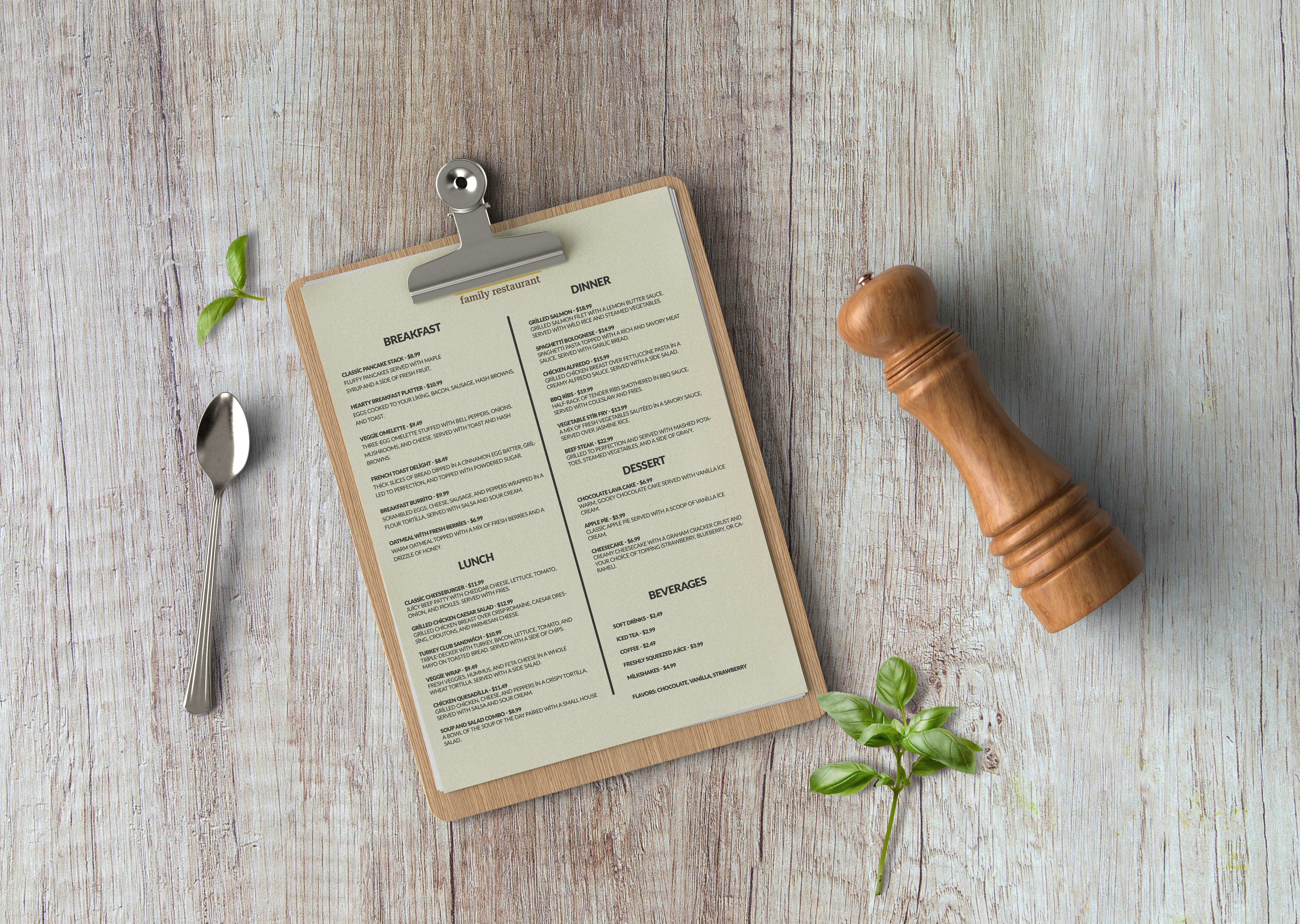 Menu design