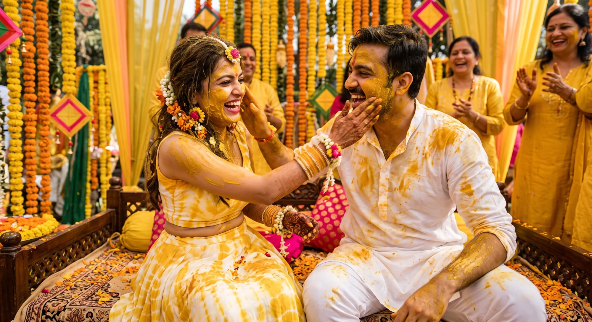 Indian Bride And Groom Haldi