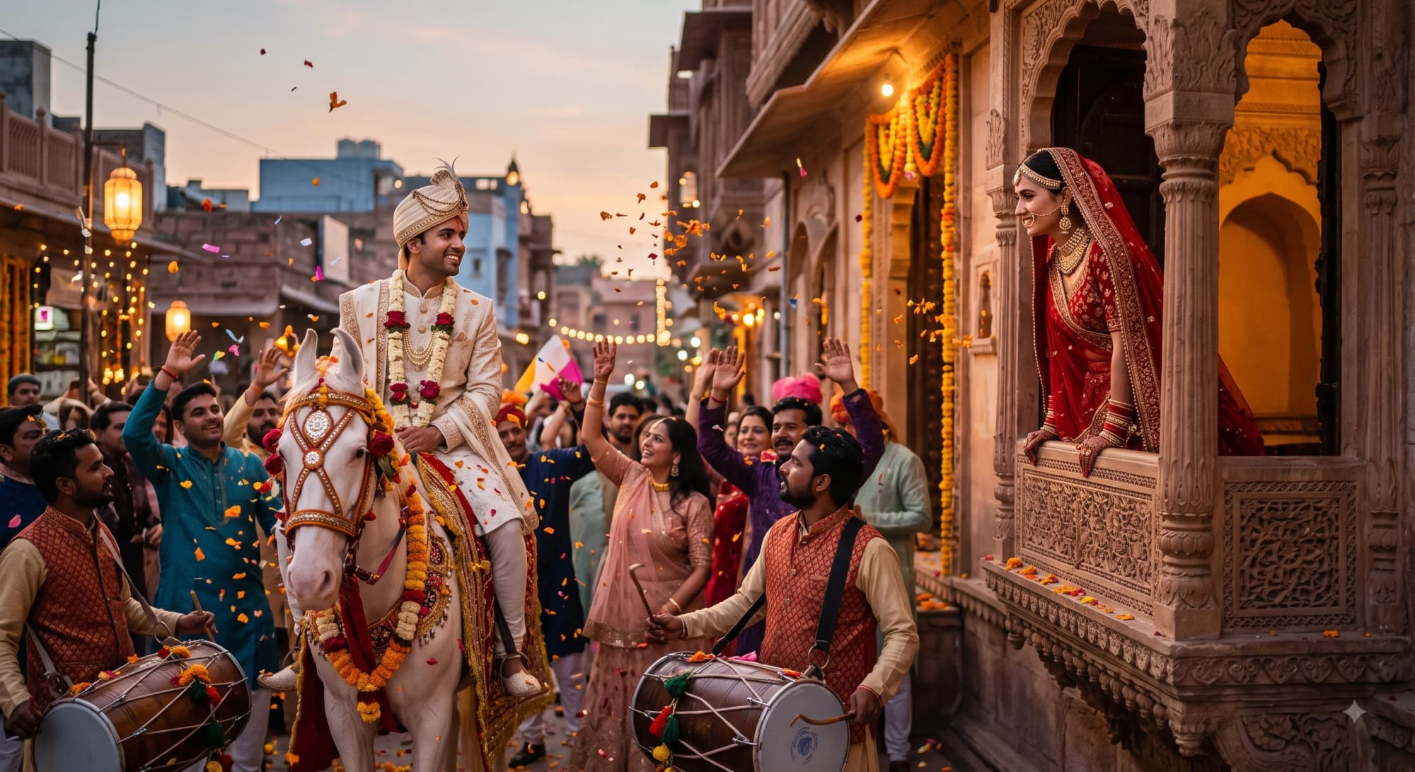 Indian Wedding Baraat couple