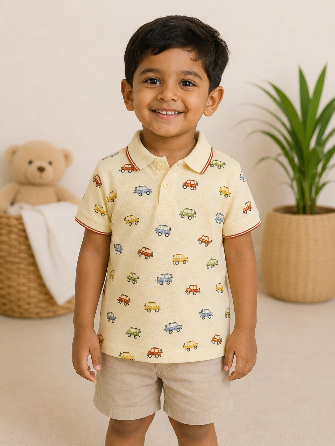 Kids Polo Print T-Shirt-3-4Y