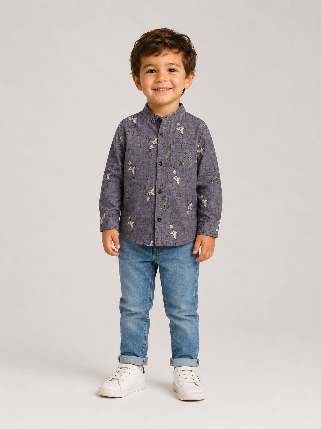 Boy Long Sleeved Printed Shirt- 3-4Y