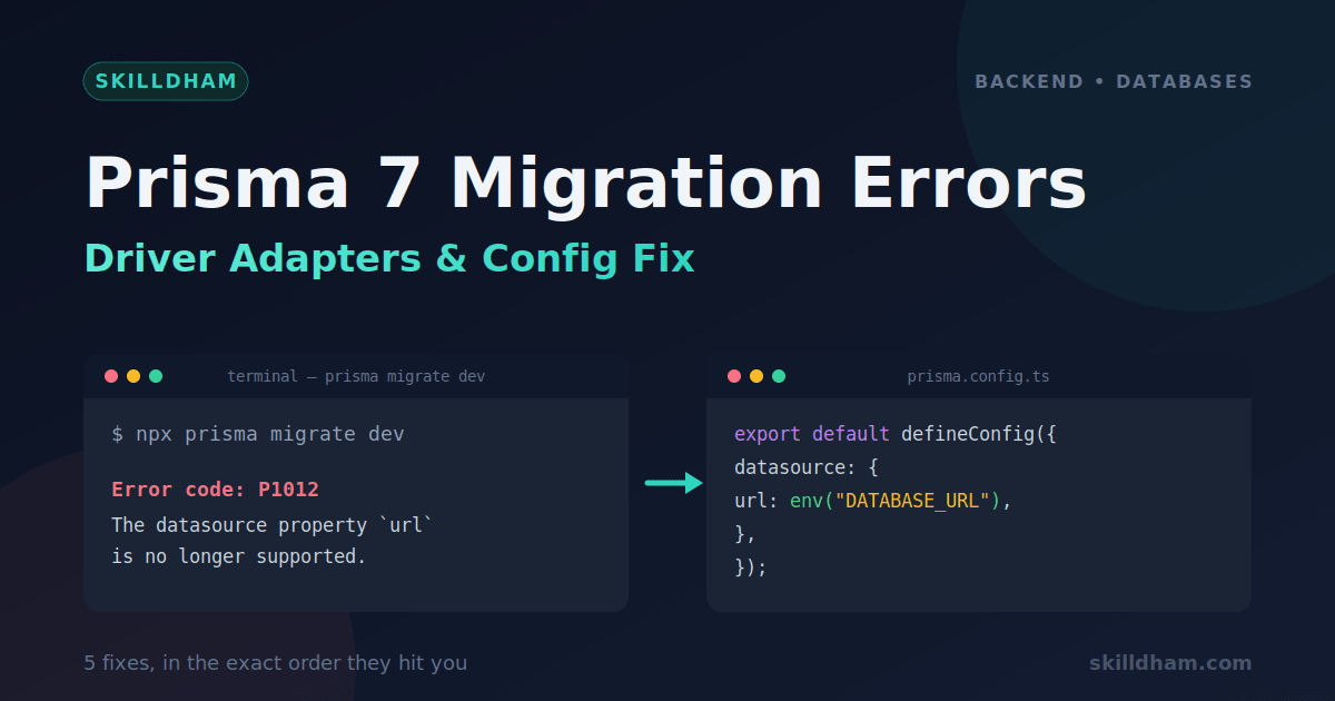 Prisma 7 Migration Errors P1012 Config Fix
