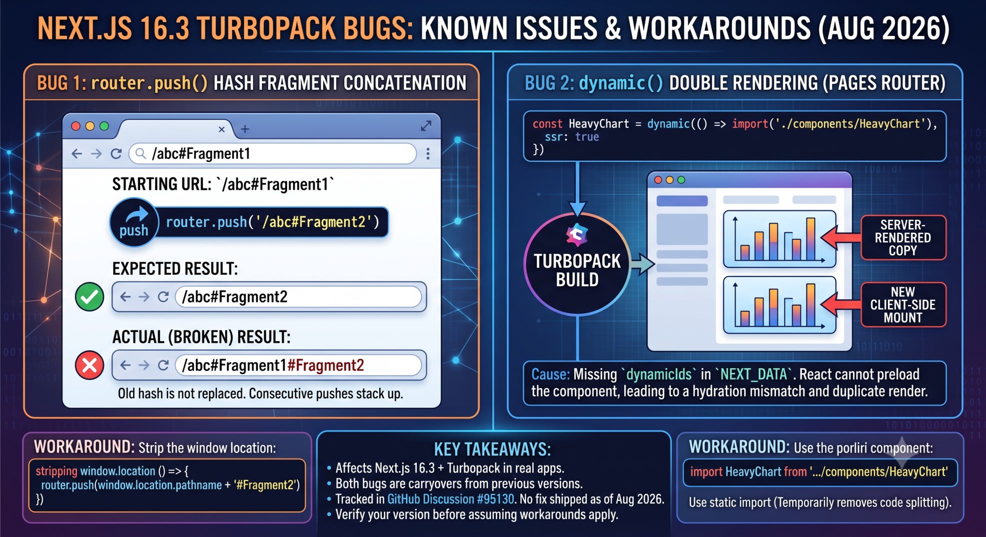 next.js 16.3 turbopack bugs