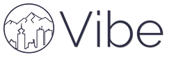 Vibe logo of a city skyline and the Vibe name