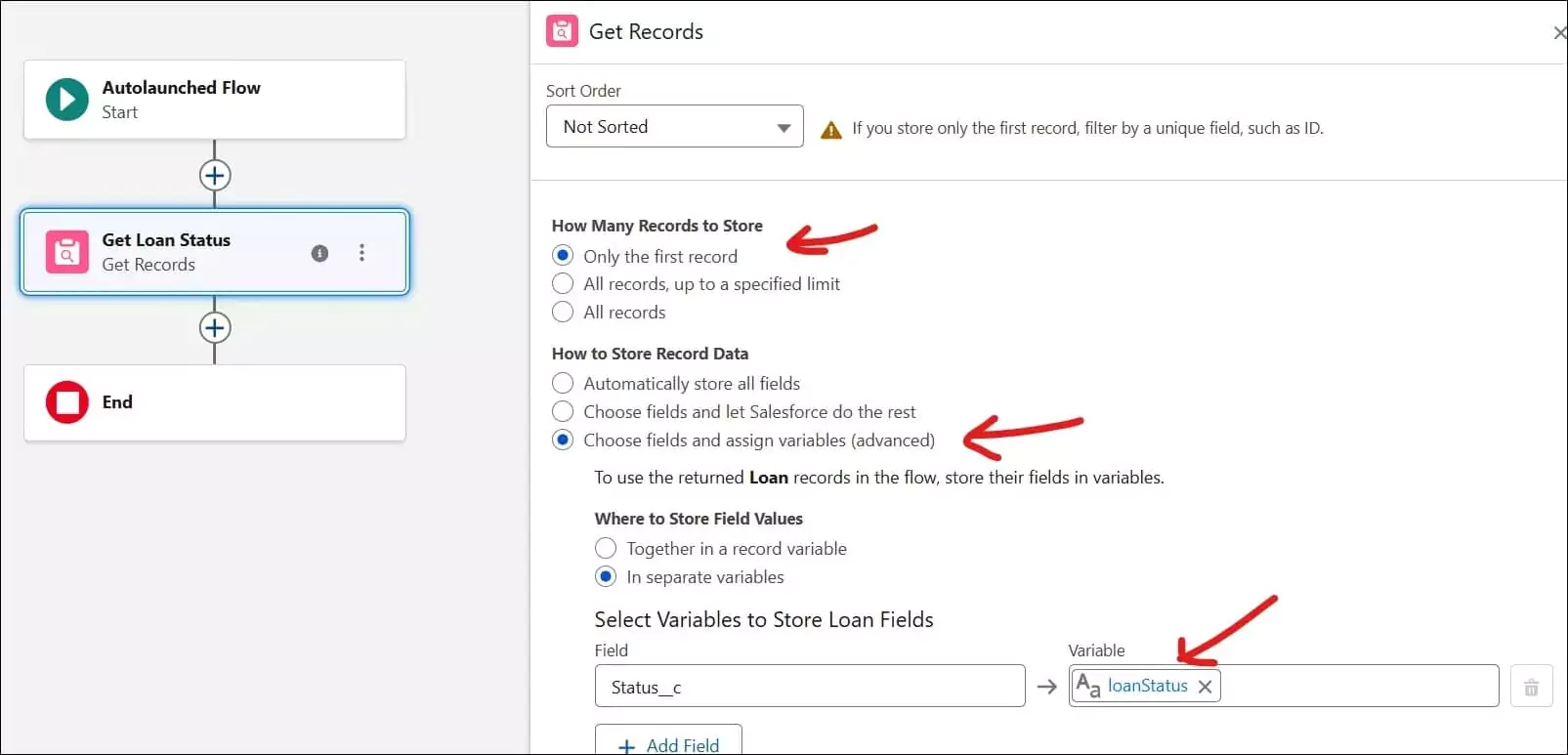 Query Loan Status in Salesforce Flow | Get Records Element in Flow