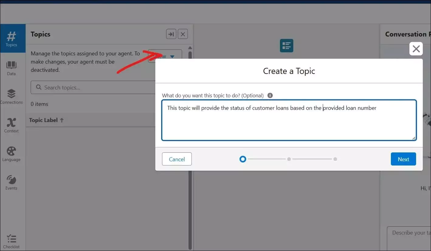 Create Agentforce Topic in Salesforce