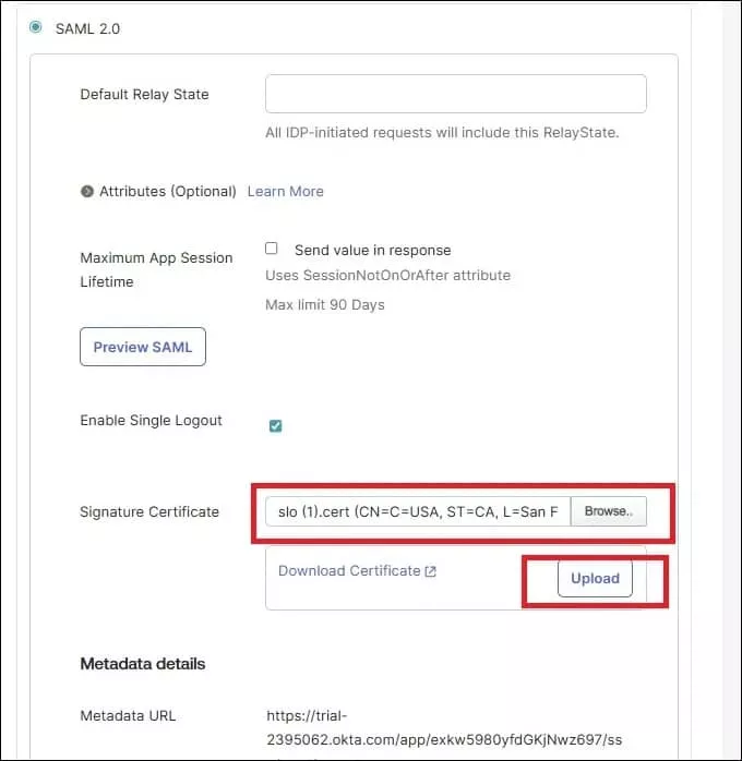 Upload Salesforce Certificate 