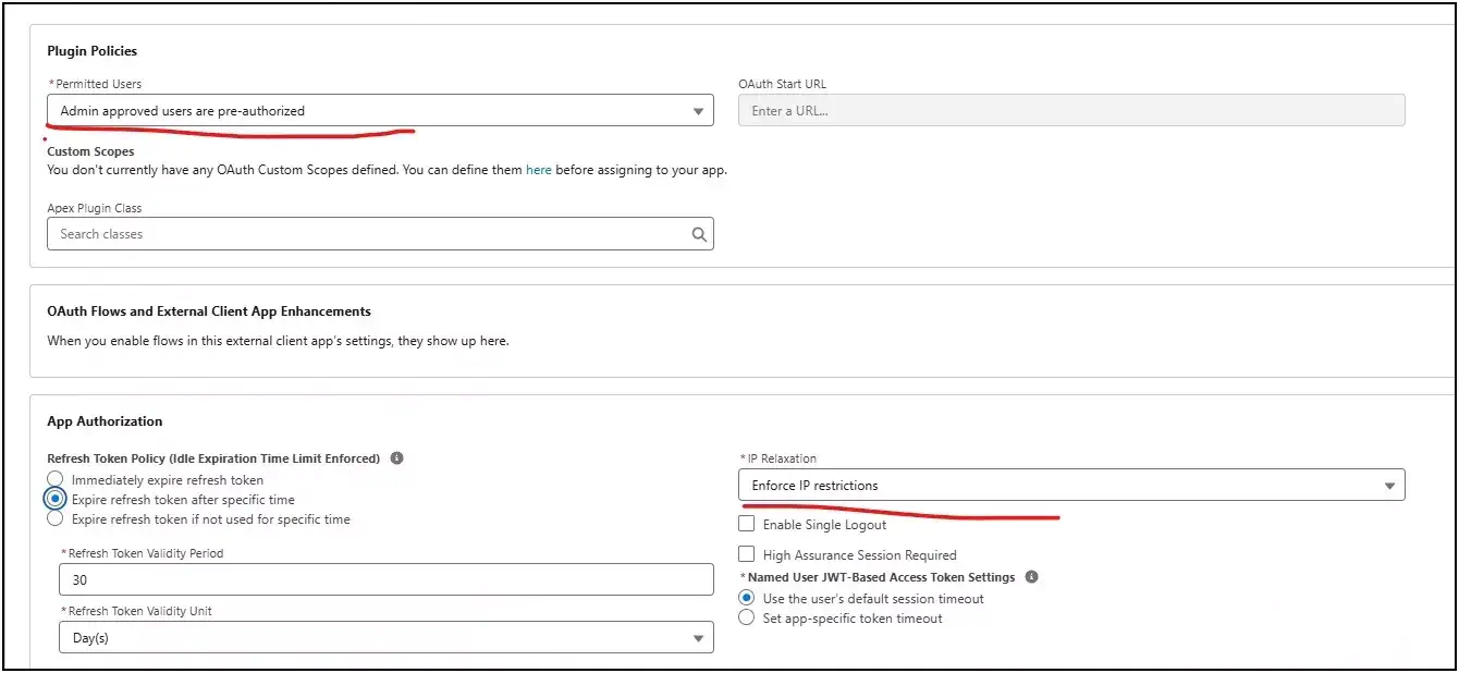 App Policies for External Client App