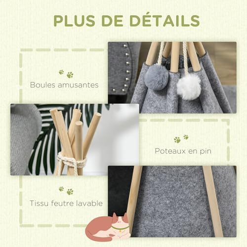 Vue 6 de Pawhut Tente Tipi Pour