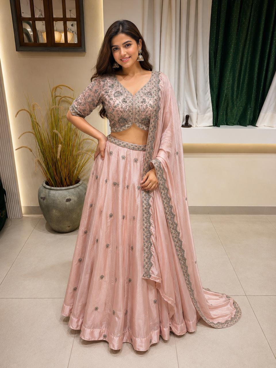 Peach handwork Lehenga