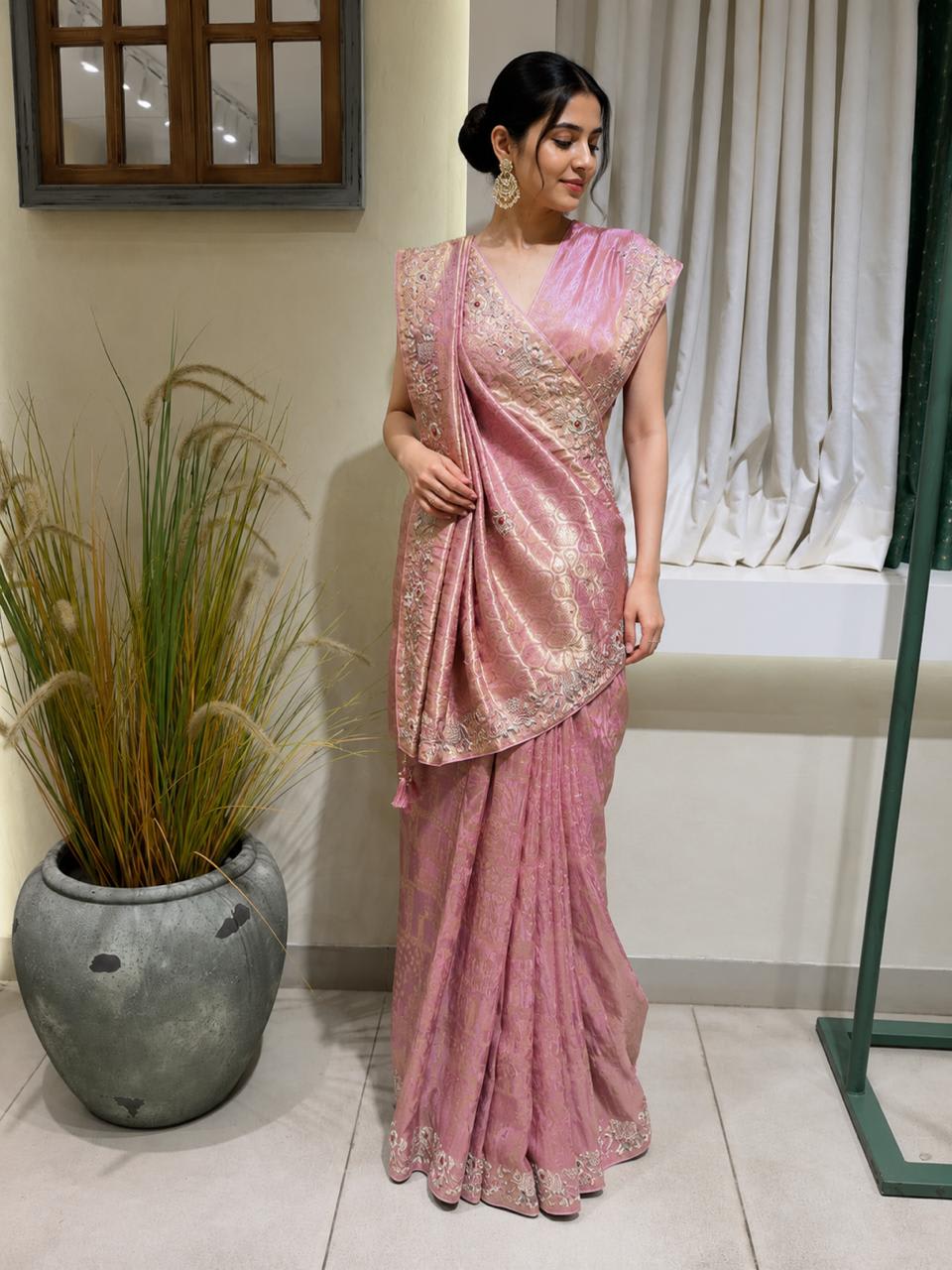 Banarasi Pink saree