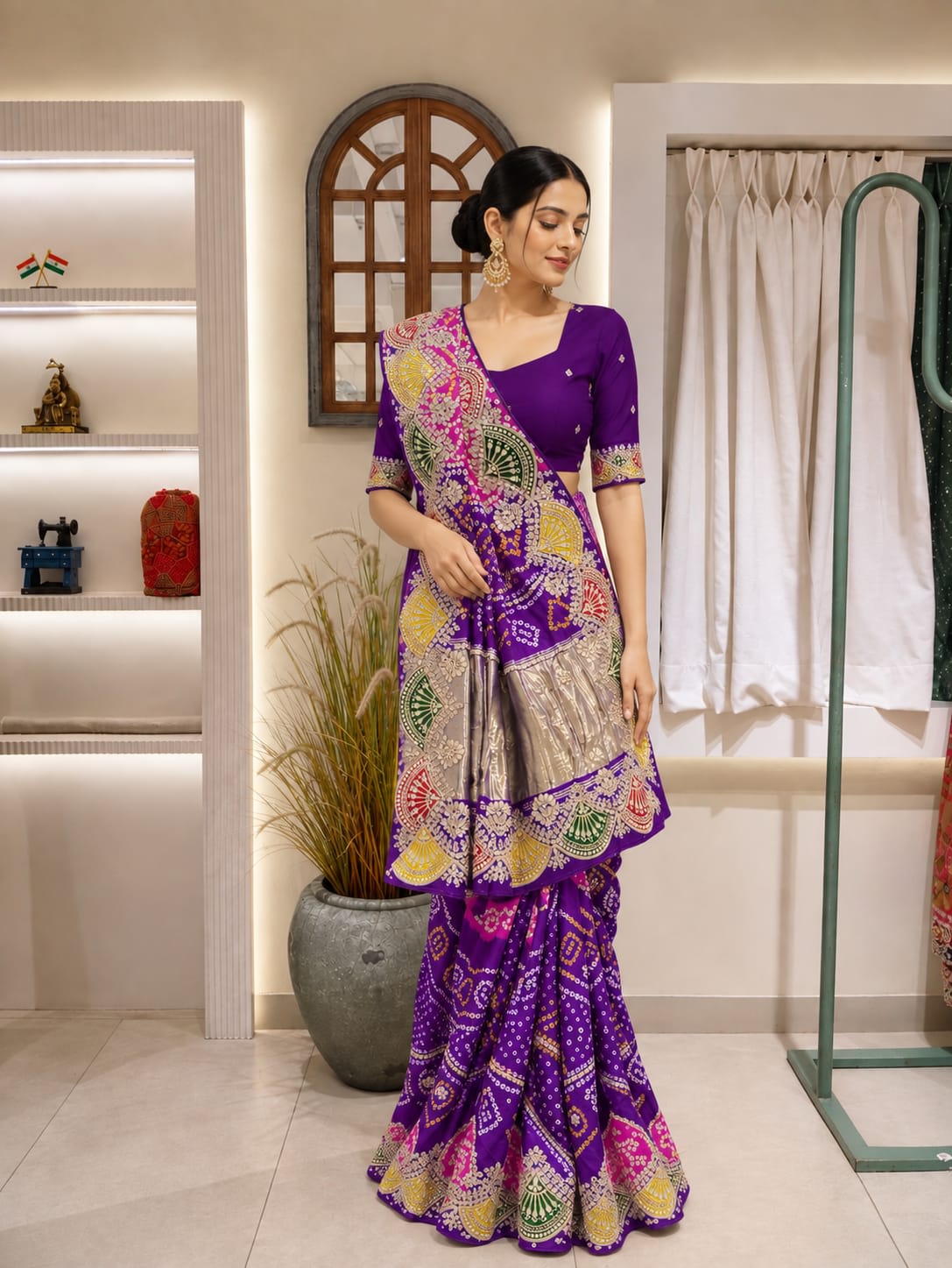 Purple bandhani saree