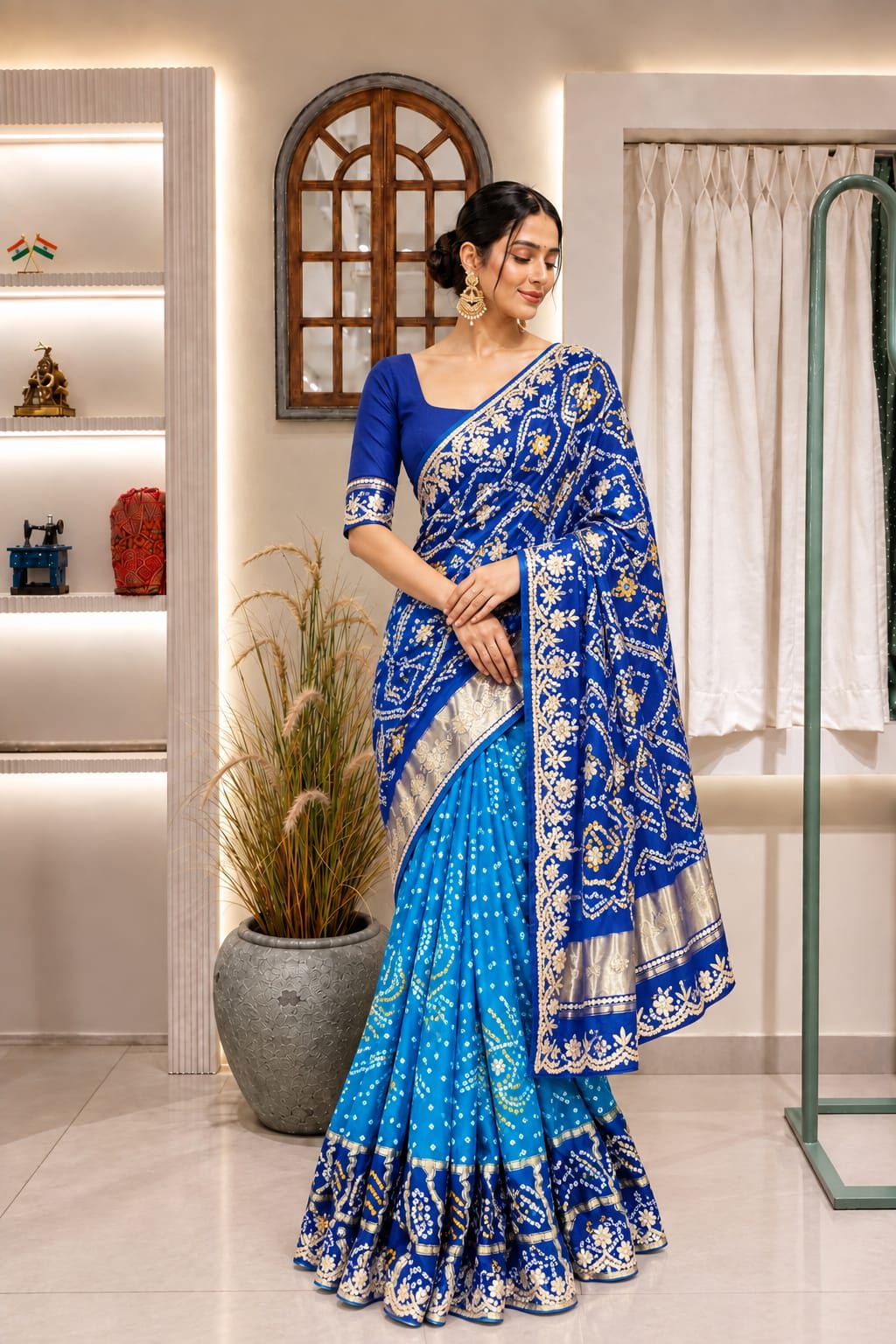 Blue bandhani saree 