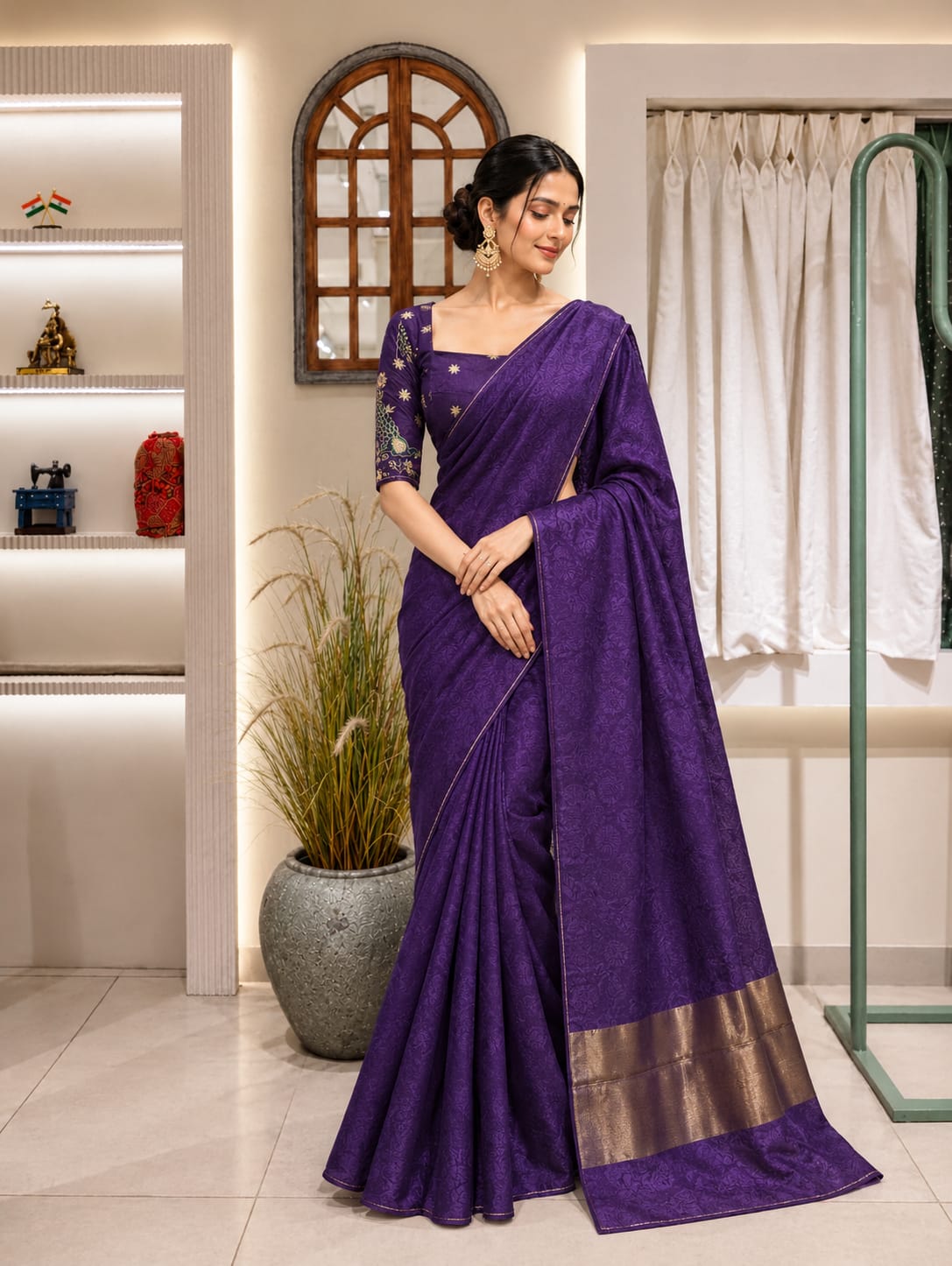 Purple silk saree 