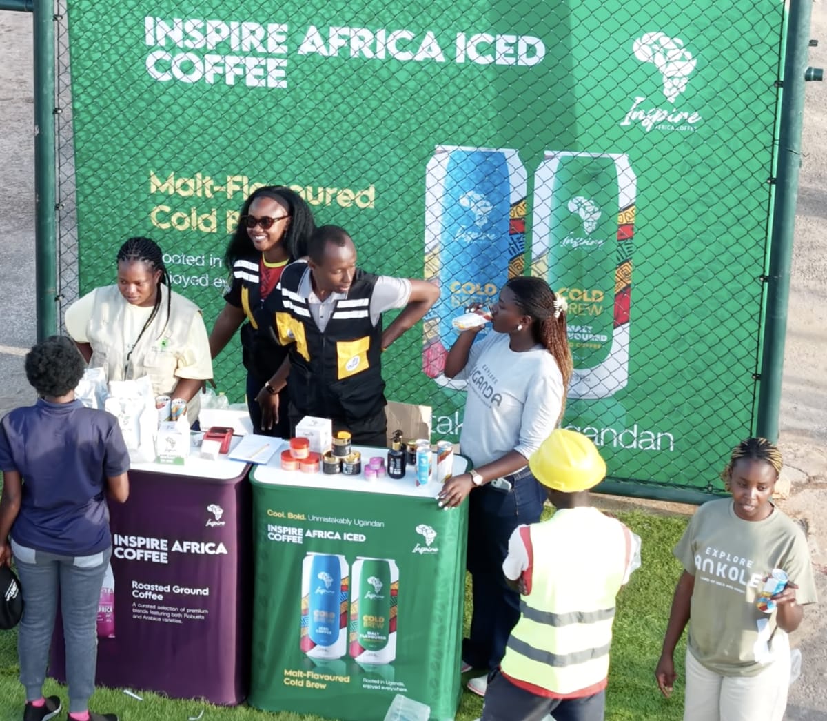Inspire Africa iced coffee cold brew at a promotional event stall