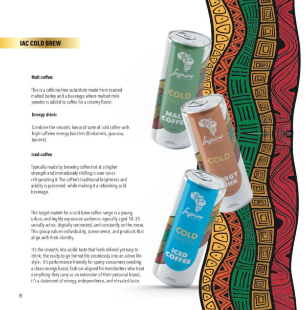 Inspire Africa cold brew coffee product can — natural cascara energy drink from Uganda