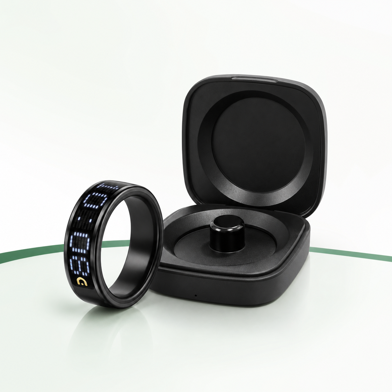 SQ666 black ring with open portable charging case
