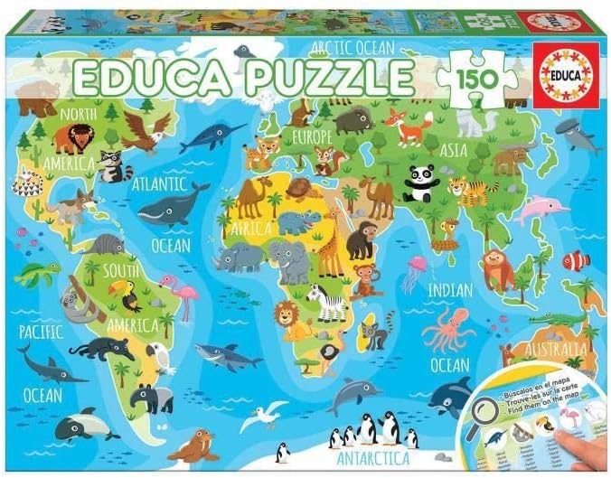Educa Mappemonde Animaux Puzzle