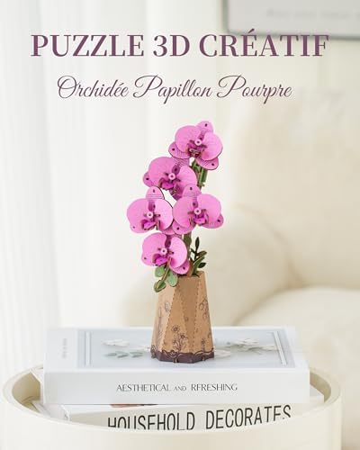 Vue 4 de Robotime Orchidee Papillon Pourpre