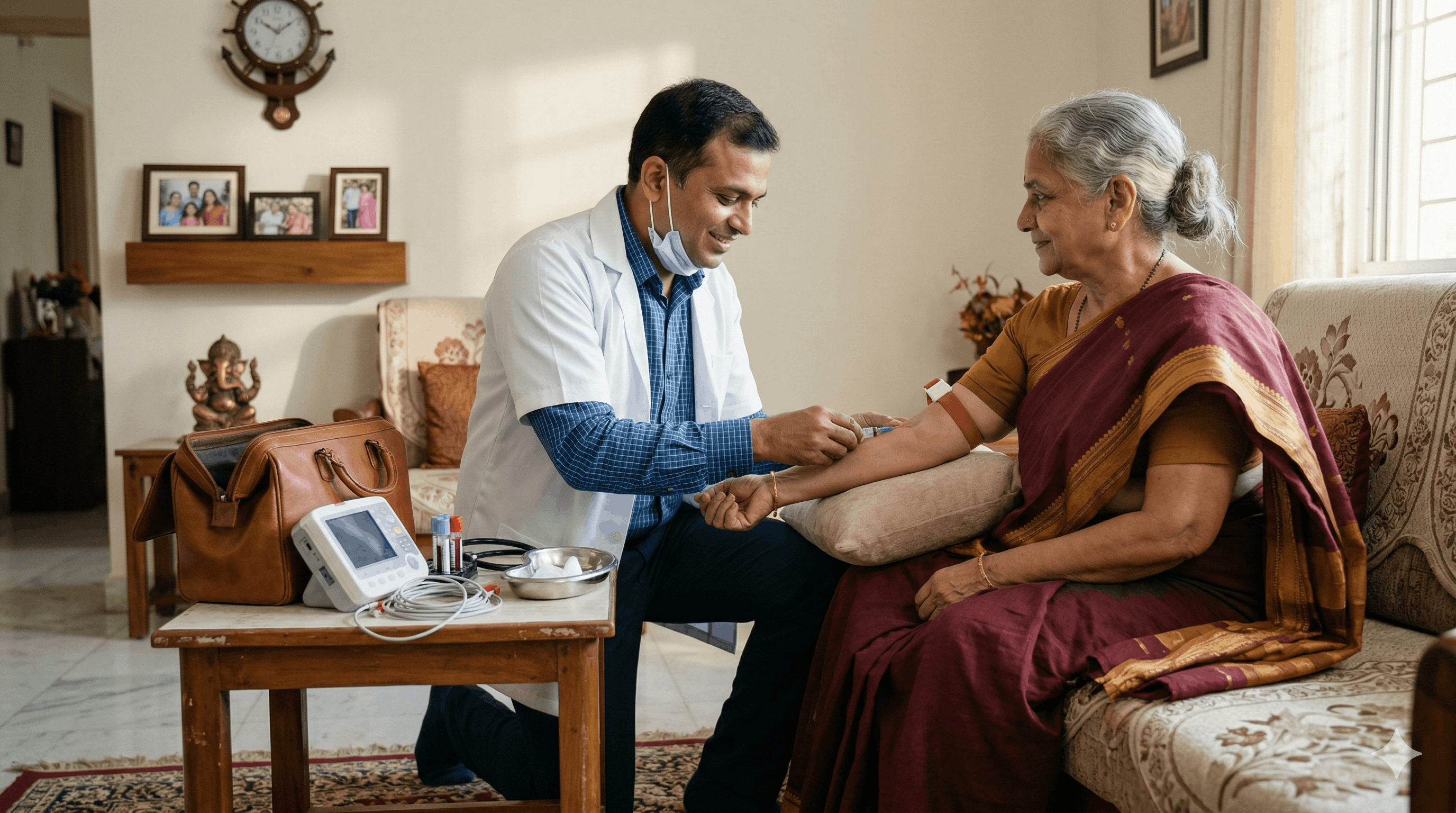 Nurse taking care of elderly patient