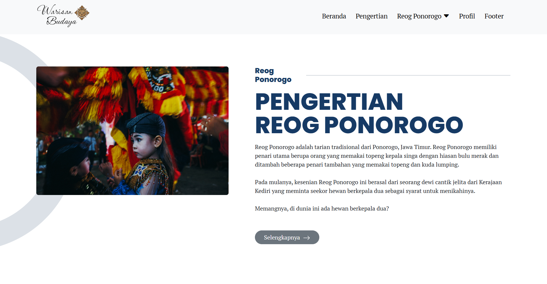 Reog Ponorogo Landing Page