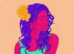 Woman with Flower HairPin
