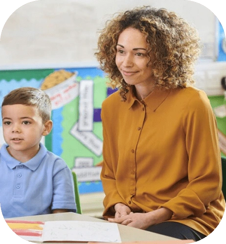 Parent and child engaged in learning activity