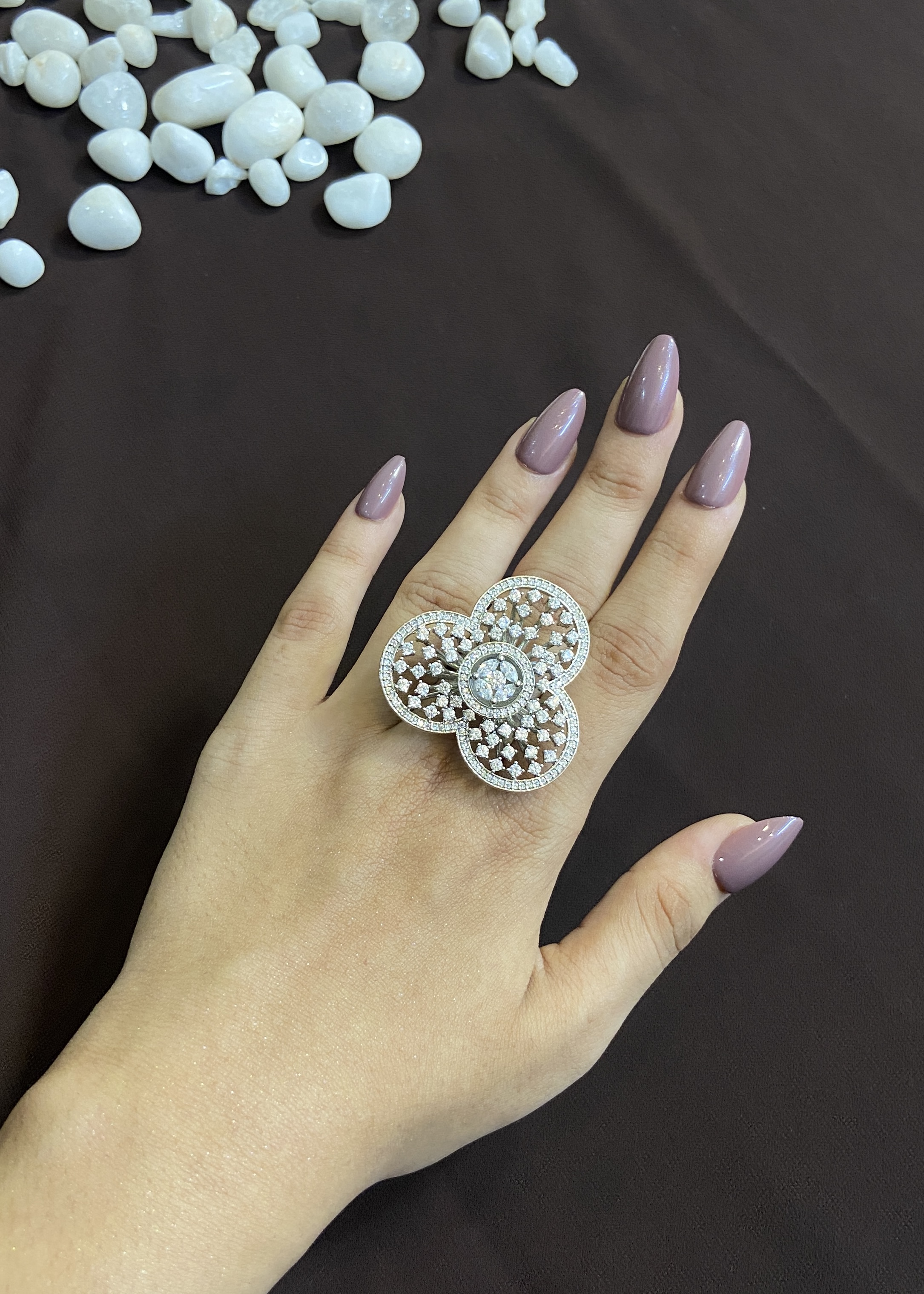 3 PETAL STYLE FLOWER DIAMOND RING