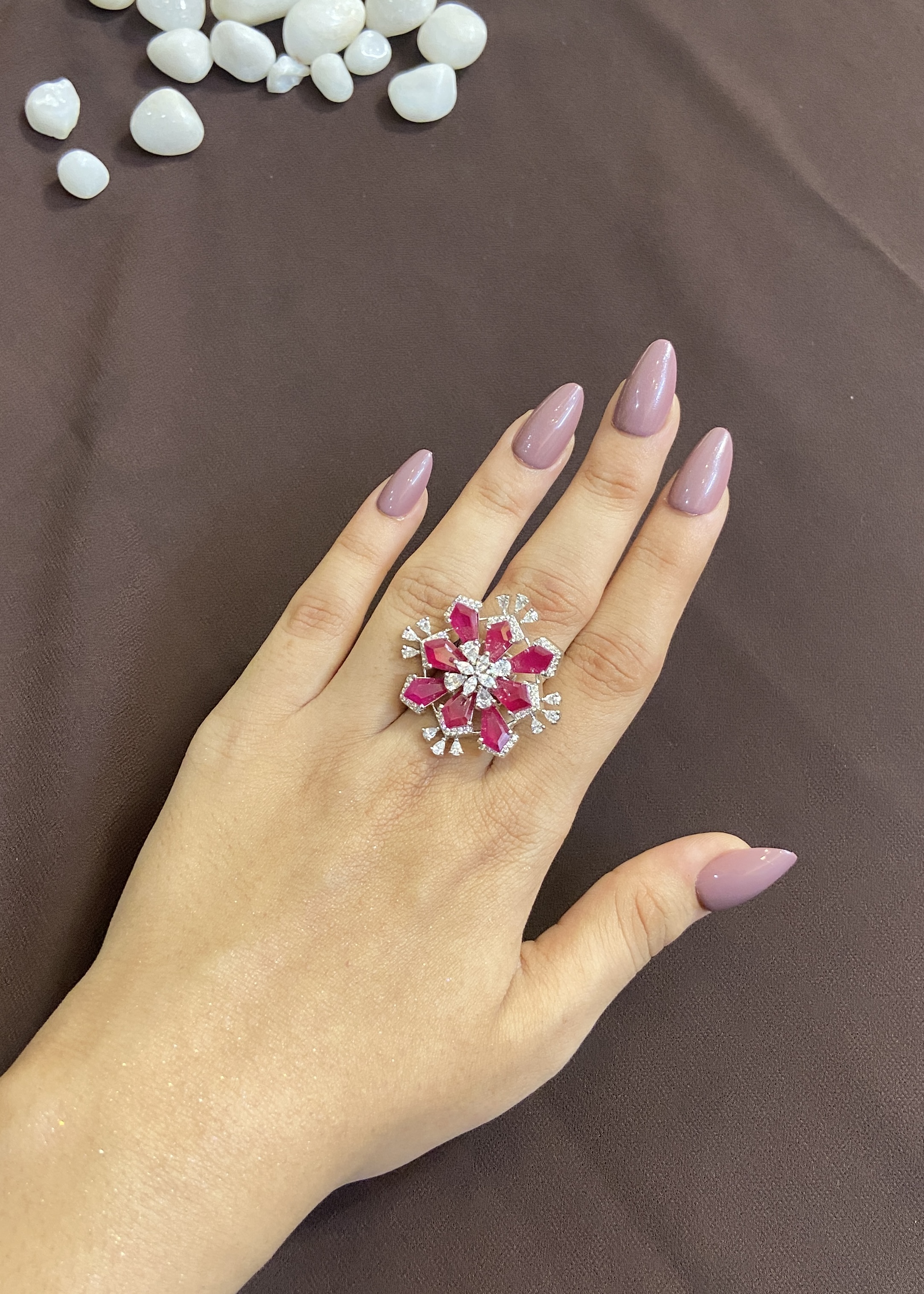 RUBY STONE ELEGANT RING WITH DIAMONDS