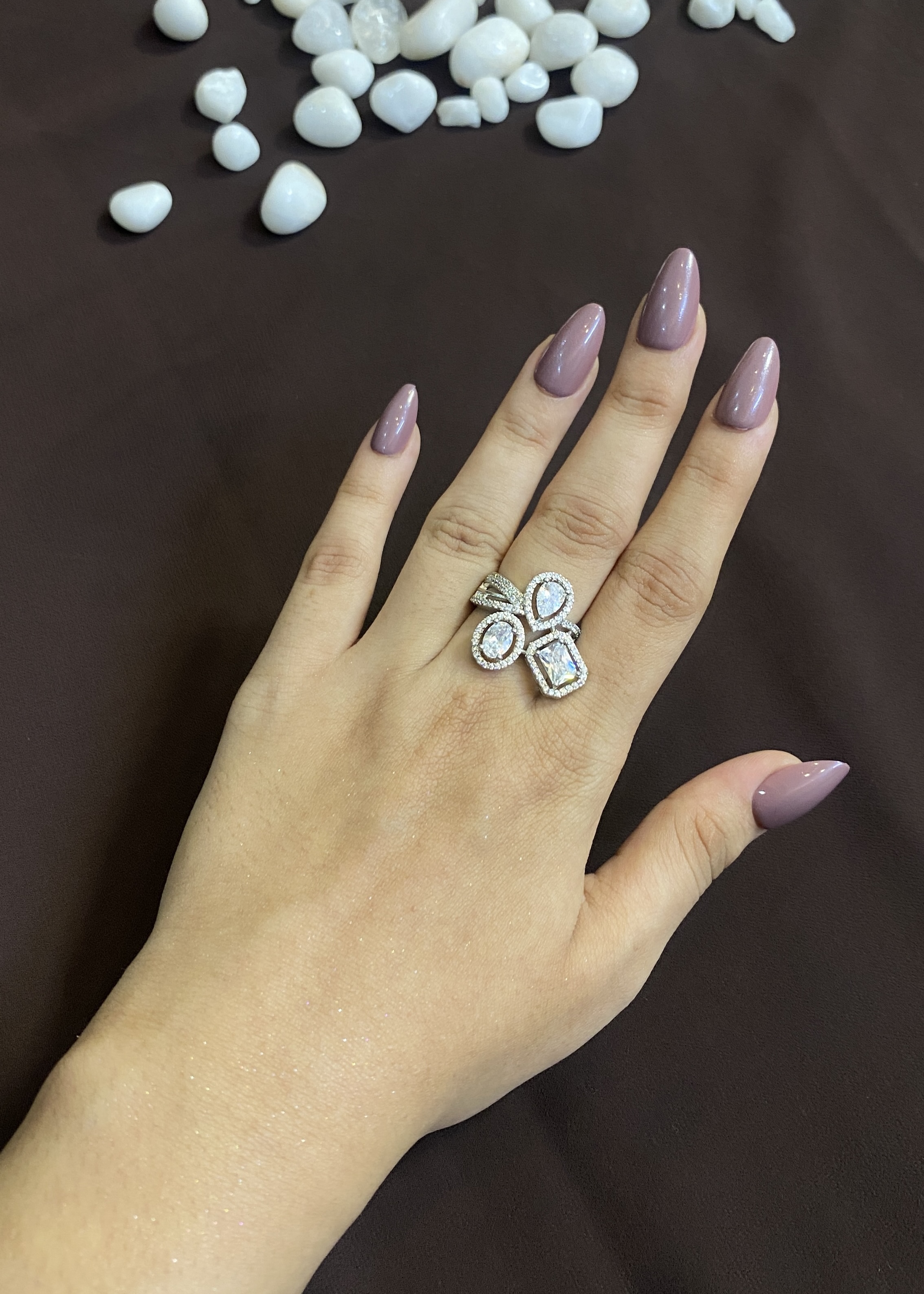 OVAL, SQUARE & PEAR DIAMOND RING