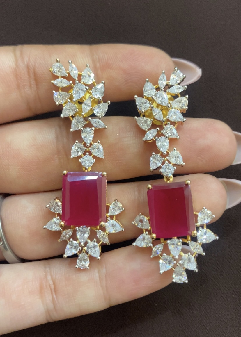RUBY WITH MARQUIS STONE EARRINGS