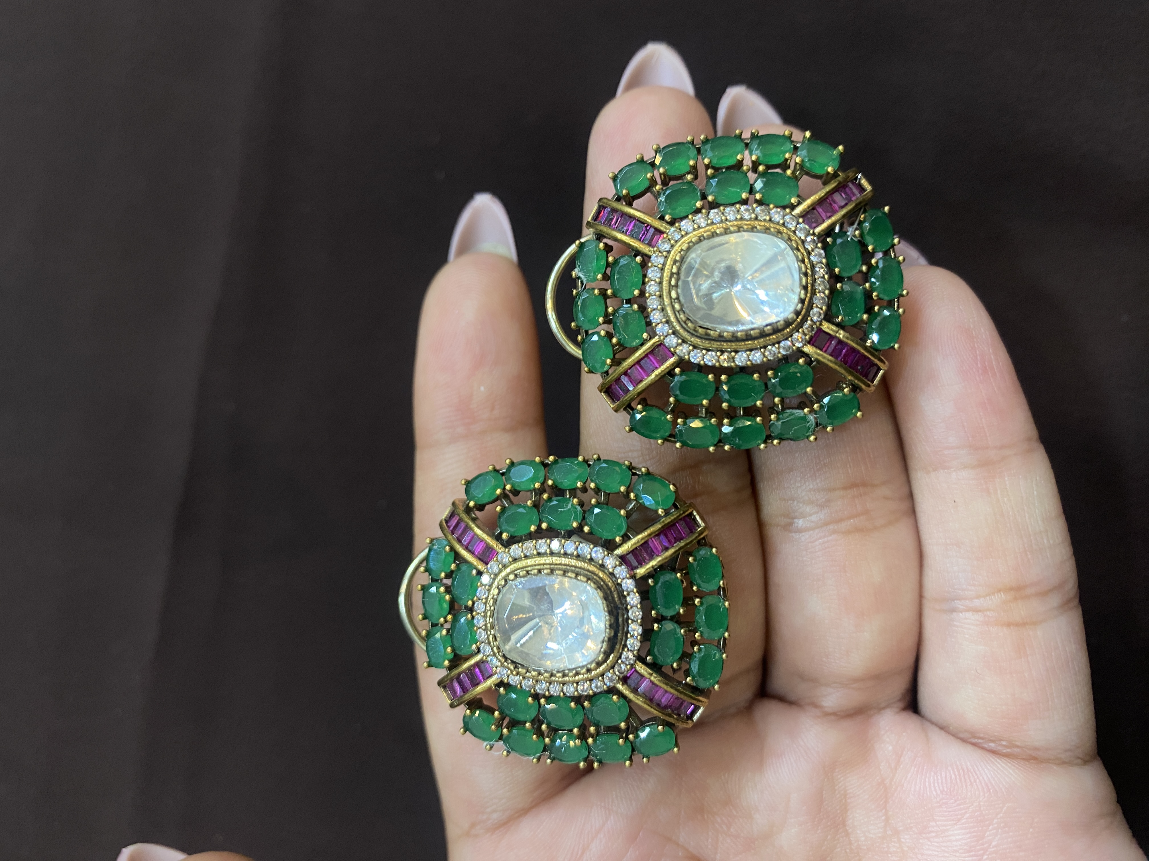 RUBY & EMERALD STONE CROOS TOPS