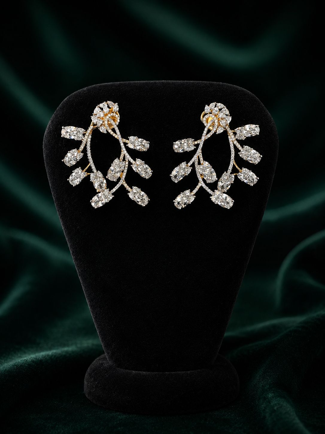 Falling Leaves White Stone Earrings